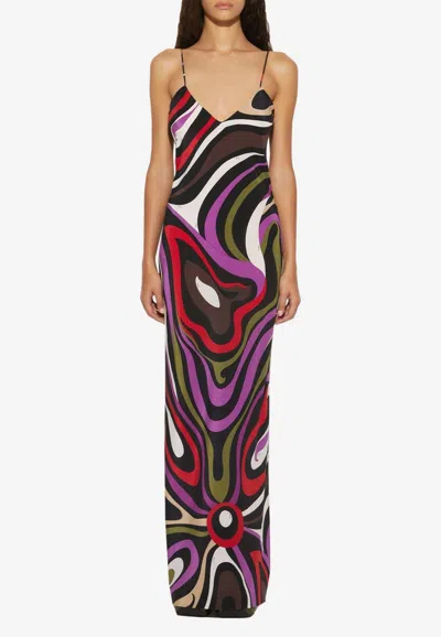 PUCCI MARMO PRINT MAXI SILK DRESS