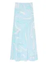 Pucci Marmo-print Maxi Skirt In Blue