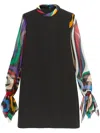 Pucci Black Dress With Sheer Patterned Sleeves In Black