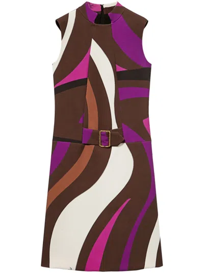 Pucci Marmo-print Mini Dress In Brown