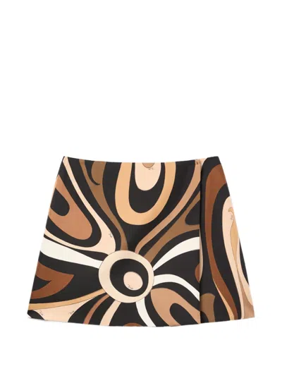 Pucci Marmo-print Mini Skirt In Black