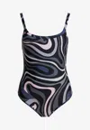 Pucci Swirl Pattern One-piece Swimsuit With Scoop Neckline In Multi