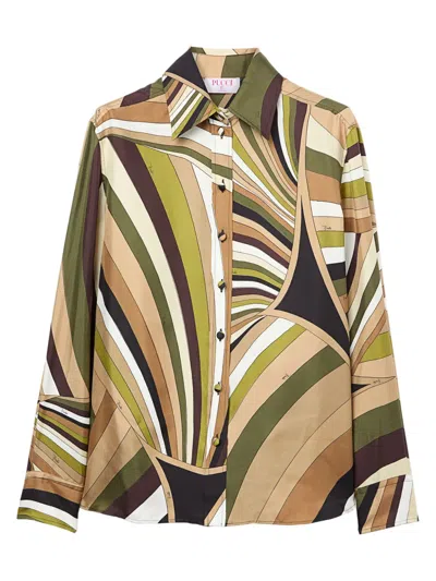 Pucci Marmo-print Shirt In Brown