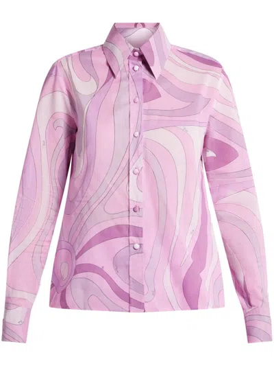 Pucci Marmo-print Shirt In Pink