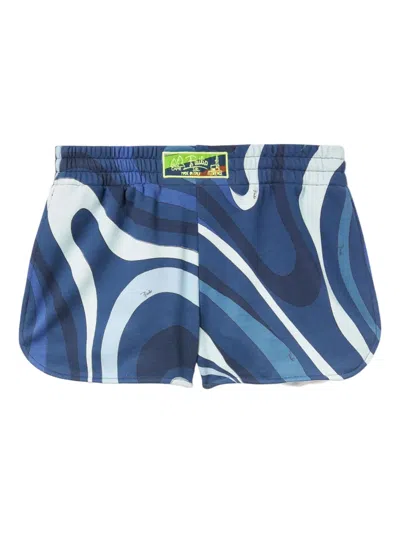 Pucci Marmo-print Shorts In 蓝色
