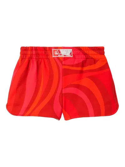 Pucci Marmo-print Shorts In 红色