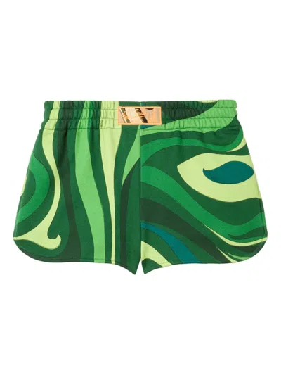 Pucci Marmo-print Shorts In 绿色
