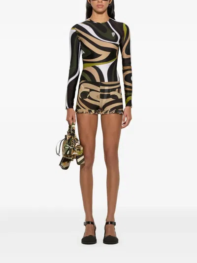 Pucci Marmo-print Shorts In Black