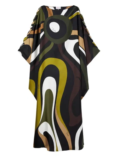 Pucci Marmo-print Silk Dress In Black