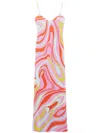 Pucci Printed Silk Crepe Long Dress In Pink