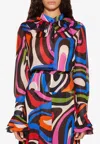 Pucci Marmo Print Silk Georgette Top In Multicolor