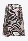 Pucci Silk Marmo Print Kaftan Mini Dress