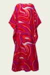 Pucci Marmo-print Silk Kaftan In Corallo Fuxia In Red