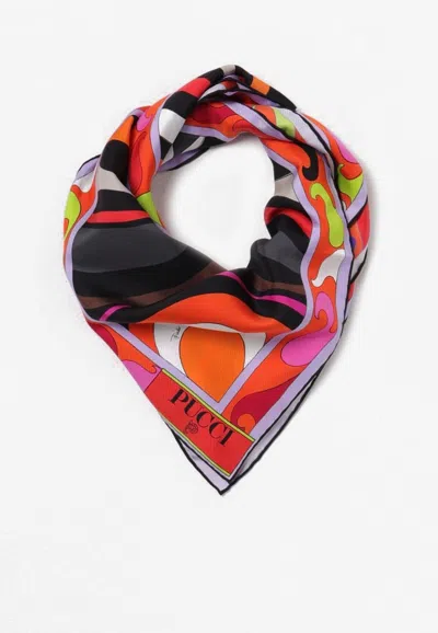 Pucci Marmo Print Silk Scarf In Multicolor