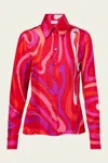 Pucci Marmo-print Silk Shirt In Corallo Fuxia In Pink