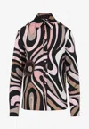 Pucci Abstract Pattern Silk Shirt With Long Sleeves In Multicolor