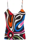Pucci Marmo-print Silk Top In Blau