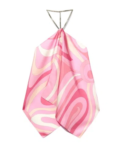 Pucci Marmo Print Silk Top In Pink