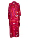 Pucci Marmo Print Silk Twill Long Kaftan