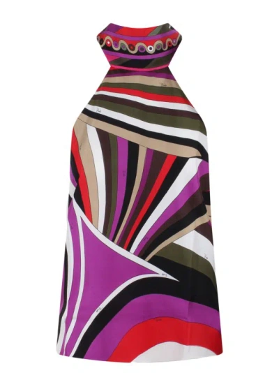 Pucci Marmo-print Silk-twill Top In Multicolor