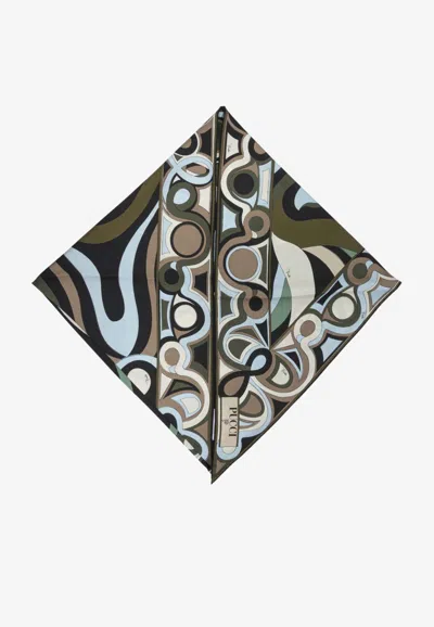 Pucci Marmo Print Silk Twill Triangle Scarf In Multi