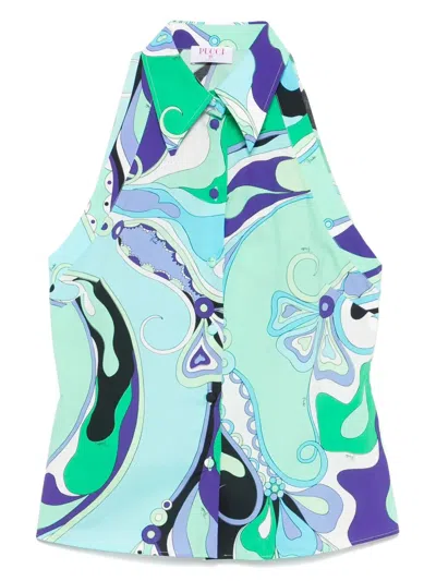 Pucci Marmo-print Sleeveless Shirt