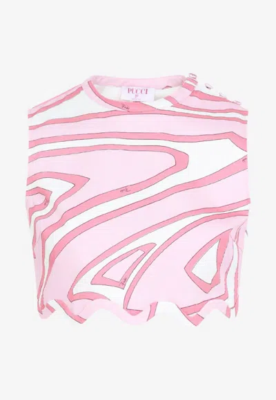 Pucci Marmo Print Sleeveless Top In Pink