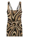 Pucci Marmo-print Square-neck Mini Dress In Black
