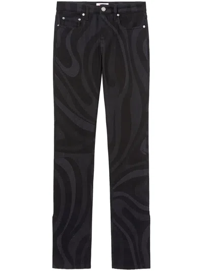 Pucci Marmo-print Staight-leg Trousers In Black
