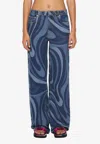 Pucci Marmo Printed Denim Wide Jeans In Blue