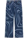 Pucci Marmo-print Straight-leg Jeans In Blue