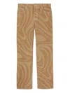 Pucci Marmo-print Straight-leg Trousers In Brown