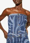 Pucci Marmo-print Denim Miniskirt In Blue