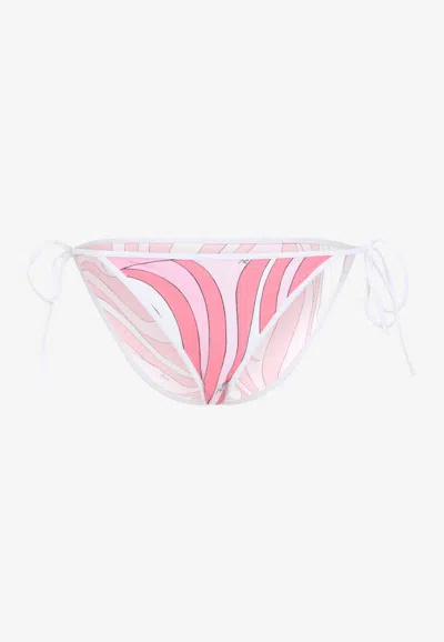 Pucci Marmo Print String Bikini Bottom In Pink