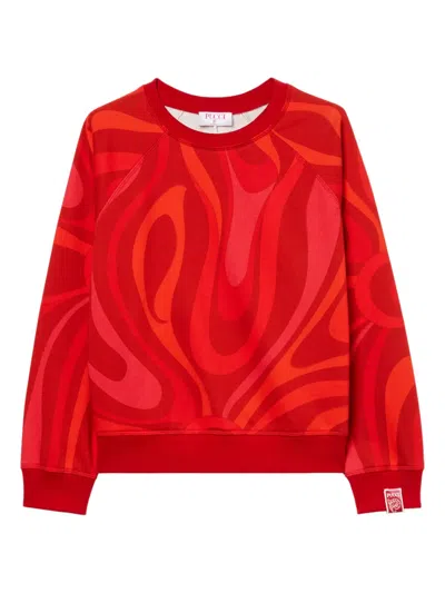 Pucci Marmo-print Sweatshirt In 红色