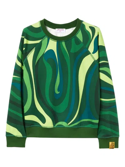 Pucci Marmo-print Sweatshirt In 绿色
