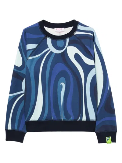 Pucci Marmo-print Sweatshirt In 蓝色