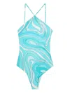 Pucci Marmo-print Swimsuit In Blue