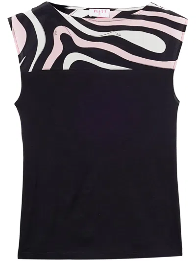 Pucci Marmo-print T-shirt In Black