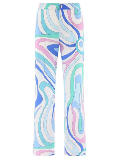 Pucci Marmo-print Trousers In Blue