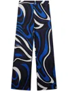 Pucci Marmo-print Trousers In Blue