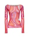 Pucci Marmo-print Tulle Shirt In Corallo Fuxia
