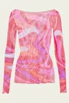 Pucci Marmo-print Tulle Shirt In Corallo Fuxia In Pink
