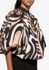 Pucci Marmo Print Voluminous Top In Black