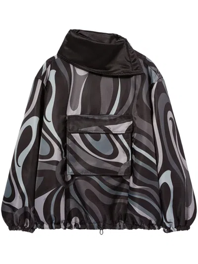 Pucci Marmo-print Windbreaker In Black