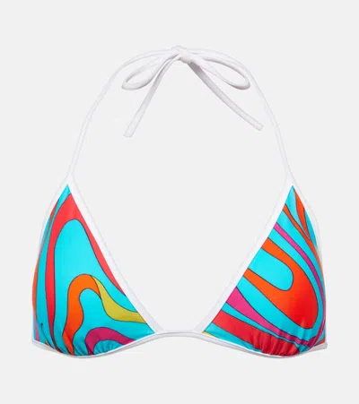 Pucci Marmo Printed Bikini Top In Multicoloured