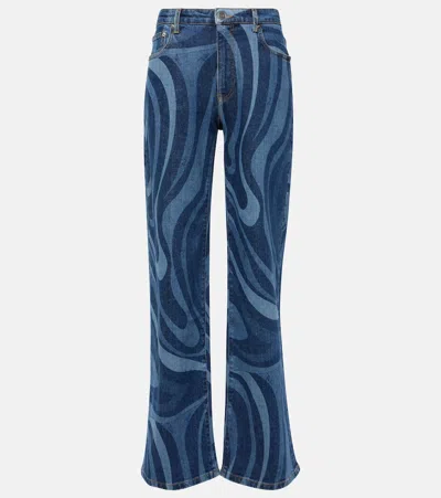 Pucci Marmo Printed Denim Straight Jeans