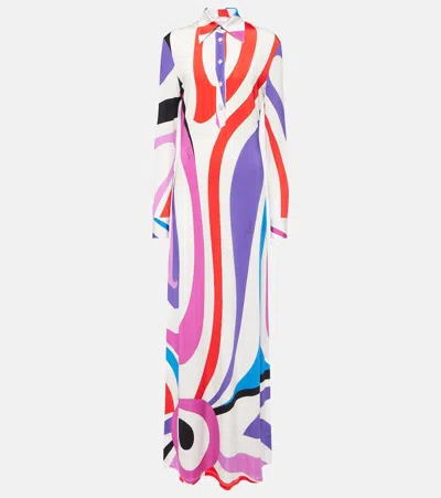 PUCCI MARMO-PRINTED SATIN JERSEY MAXI DRESS