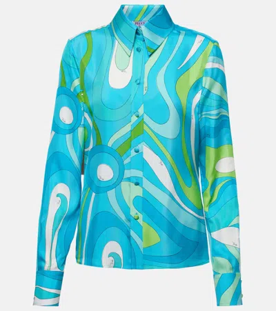 Pucci Marmo Printed Silk Shirt In Multicoloured