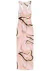 Pucci Marmo Printed Stretch-tulle Maxi Dress In Pink
